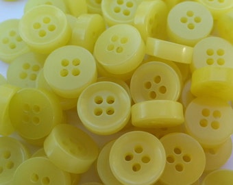 30 Yellow Deep 4 Hole Round Buttons Size 3/8".