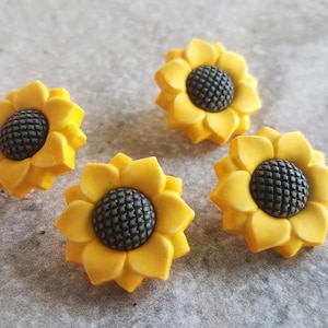 4 Fall Sunflower Shank Buttons