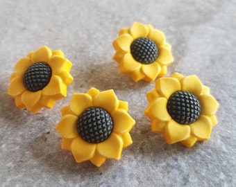 4 Fall Sunflower Shank Buttons