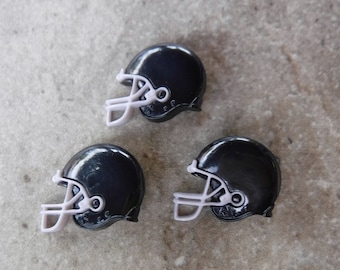 3 Football Helmet Black Shank Buttons Size 15/16"