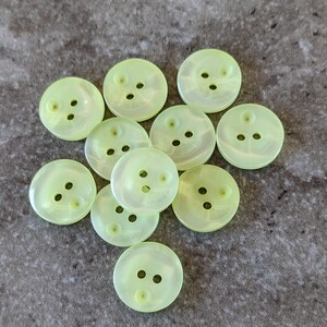 9 Lime Green Fake Hole Buttons Size 11/16&quot;