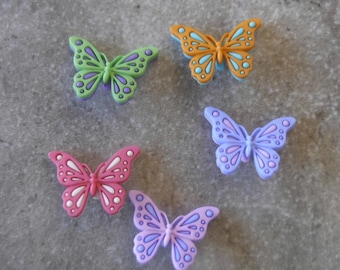 2 Fancy Butterfly Shank Buttons Size 1"