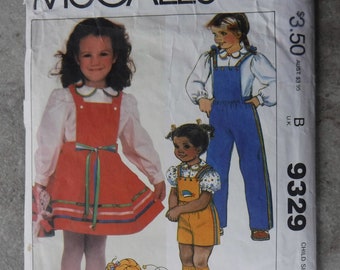 McCalls Pattern Childrens Jumper, Overalls, and Blouse 9829 Complete Cut size 3