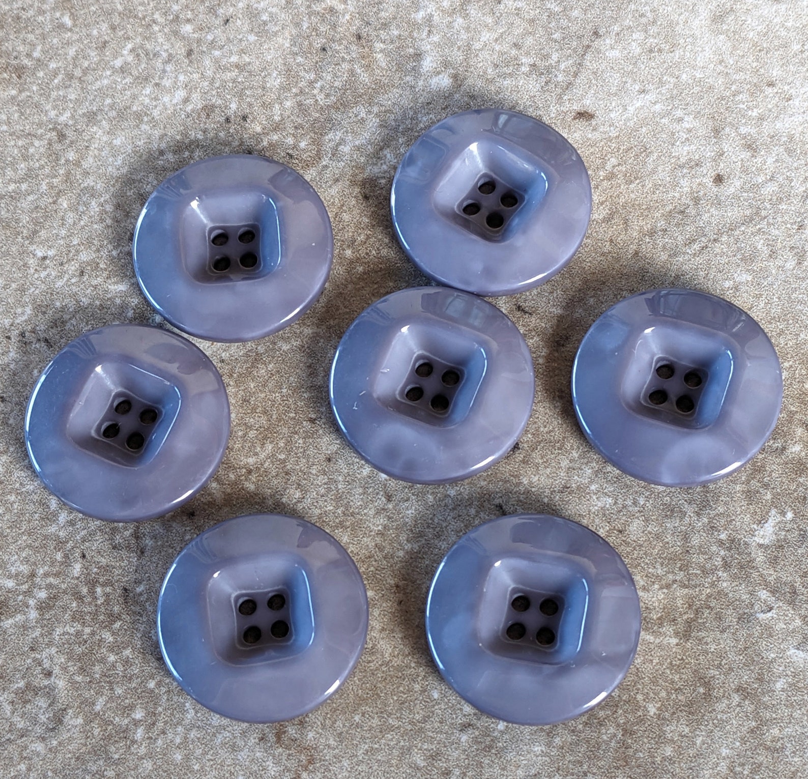 7 Steel Gray Blended Square Center Round Buttons Size 15/16