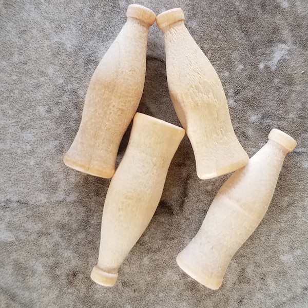 4 Wooden Mini Soda Bottle Cut Wood