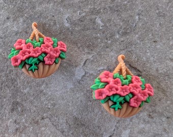 2 Flower Hanging Basket Shank Buttons Size 1" You choose the color