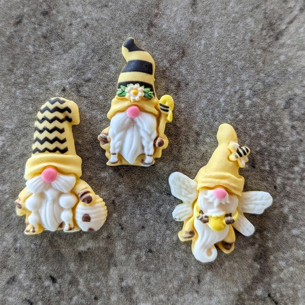 2 Gnome Honey Bee Flat Back Buttons You choose the style