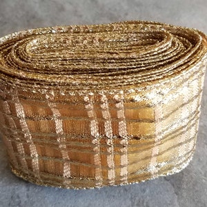 Patterned Shiny Gold Wire Ribbon 5 yds