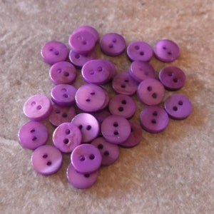 50 Plum Flat Mini Round Buttons Size 5/16&quot;
