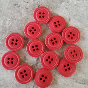13 Red Double Rim Round Buttons Size 11/16&quot;