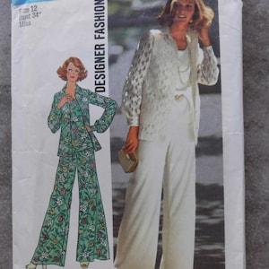 Simplicity Pattern Misses Shirt Jacket, Top and Wide Leg Pants 7002 Complete Cut size 12
