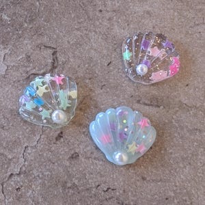 2 Seashell with Pearl Flat Back Embellishment Buttons Size 1 1/16" You choose the style