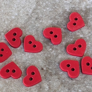 10 Small Rounded Heart Buttons Size 3/8&quot;