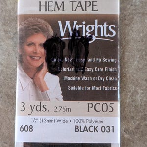 Vintage Wrights Hem Tape Iron On Black B64