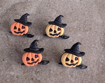 4 Witch Pumpkin Shank Buttons Size 15/16" You choose the color