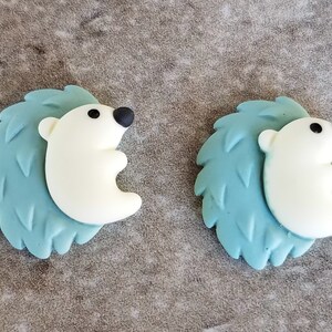 2 Hedgehog Flat Back Embellishment Buttons Size 3/4&quot;