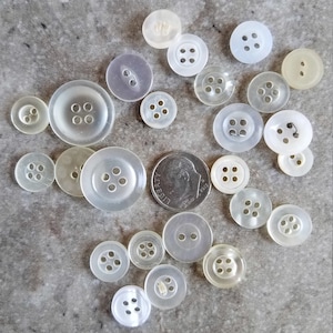 25 Vintage Antique Buttons Translucent/Frost Grab Bag