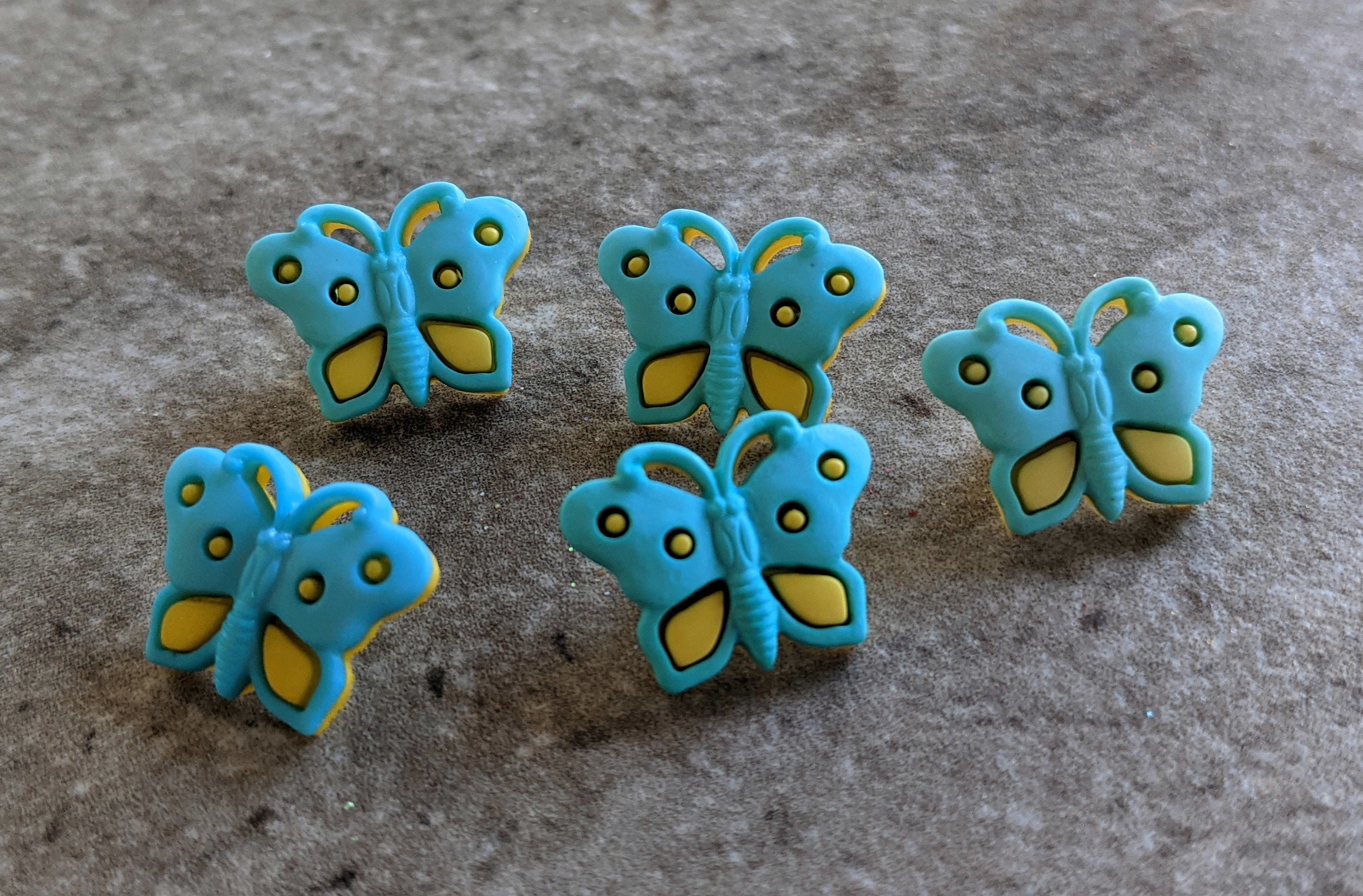 5 Winged Butterfly Shank Buttons Size 11/16