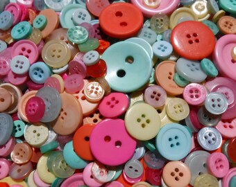 Summertime Buttons, 100 Bulk Assorted Round Multi Size Crafting Sewing Buttons