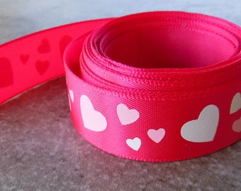 Valentine Pink Hearts Ribbon 3 Yards