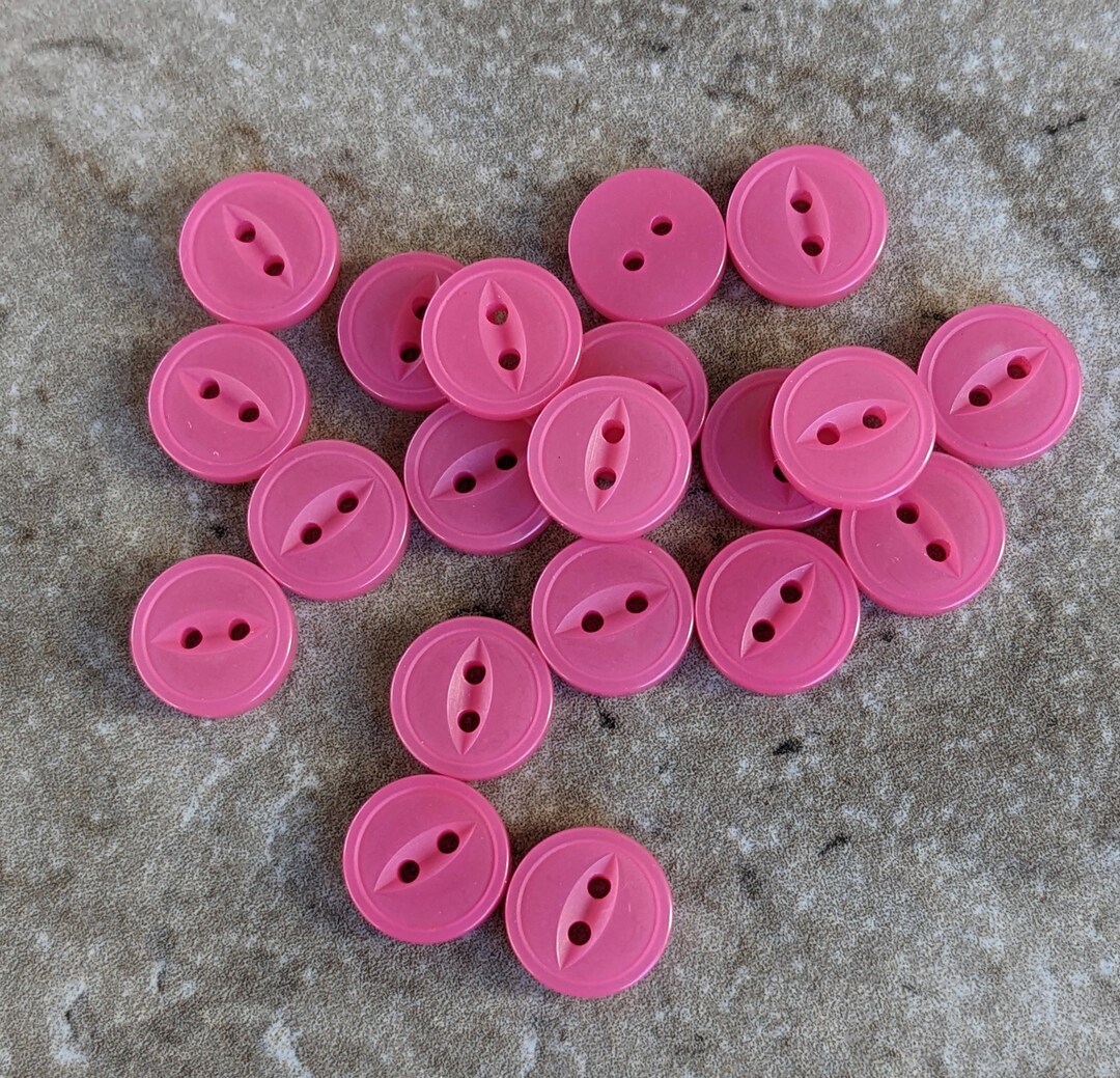 20 Hot Pink Rimmed Cats Eye Medium Round Buttons Size 7/16