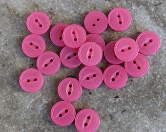 20 Hot Pink Rimmed Cats Eye Medium Round Buttons Size 7/16" Sewing Crafting