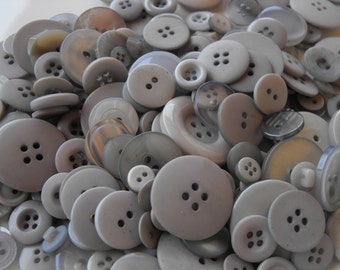 Gray Buttons, 100 Bulk Assorted Round Multi Size Crafting Sewing Buttons