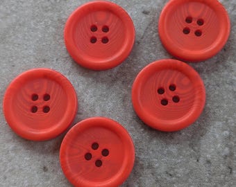 5 Blood Orange Swirl Bubble Rim Round Buttons Size 1".