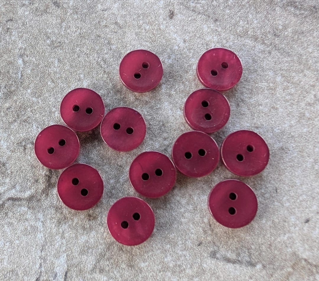 Small Round Buttons 12 Deep Red Small Shiny Round Buttons Size 7/16