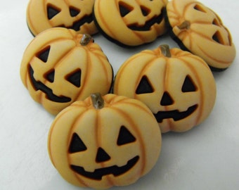 6 Jack O Lantern Shank Buttons