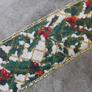 Holly Linen Wire Edge Ribbon 2 Yards