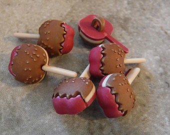 6 Candy Apples Shank Buttons