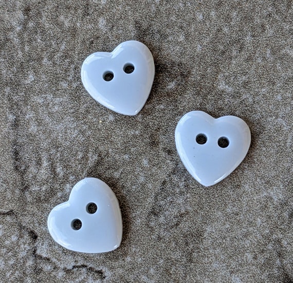 10, Red Heart Buttons, Heart Shaped Buttons, Small Buttons, Opalescent  Buttons, 11mm Dolls Buttons, Baby Buttons, Valentines Buttons 