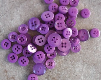 Grape Purple Buttons, 50 Small Assorted Round Sewing Crafting Bulk Buttons