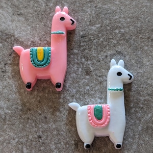2 Happy Llama Flat Back Embellishment Buttons Size 1&quot; You choose the color