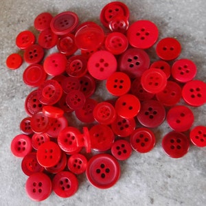 Sale Choose your color 100 Bulk Assorted Medium to Small Round Multi Size Crafting Buttons Red