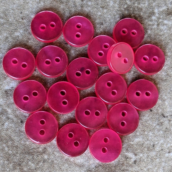 18 Hot Pink Thin Pop Dot Round Buttons Size 3/8" Sewing Crafting