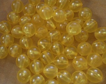 50 Yellow Transparent Round Beads