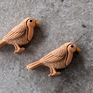 2 Finch Bird Flat Back Embellishment Buttons Size 1 1/8&quot;