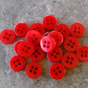 20 Candy Red Iridescent Mini Round Buttons Size 5/16&quot;