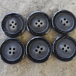 Italian 4 Hole Black Buttons 3/4 (19mm) 30L Shiny Black Sewing Buttons  #1095