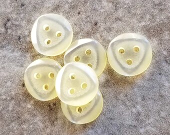 6 Yellow Translucent Inside Triangle Round Buttons Size 3/8"