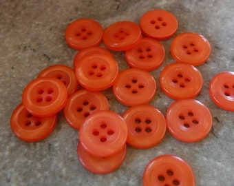 20 Orange Glossy Bubble Rim Round Buttons Size 1/2"