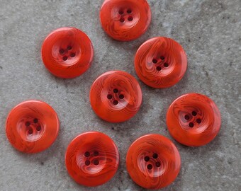 8 Blood Orange Swirly Wide Rim Round Buttons Size 7/8".