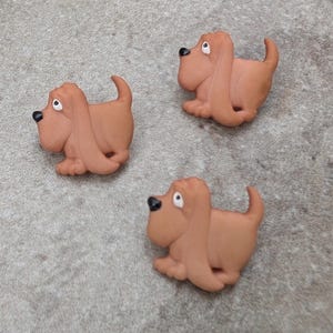 3 Droopy Shaggy Dog Shank Buttons Size 3/4&quot; Crafting Sewing