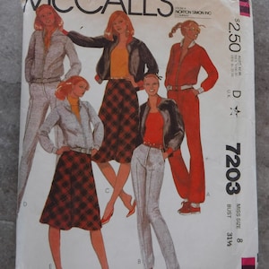 McCalls Pattern Misses Jacket, Skirt and Pants 7203 Complete Cut size 8