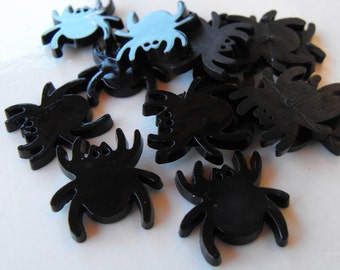 6 Black Spider Flat Back Buttons Size 3/4"