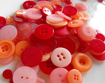 Rose Garden Buttons, 100 Bulk Assorted Tound Multi Size Crafting Sewing Buttons