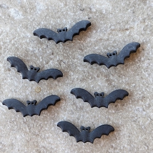 6 Black Bats Small Shank Embellishment Buttons Size 1 1/4&quot;