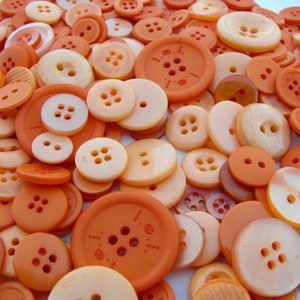 Sale Choose your color 100 Bulk Assorted Medium to Small Round Multi Size Crafting Buttons Orange